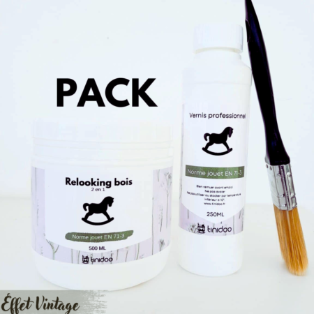 Pack Verf (500ML) + Vernis (250ML) + Borstel - Renovatie van het babybedje