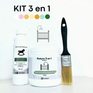 kit 3 en 1 pintura norma juguetes para pintar una cuna de bebe, cama de bebe, pintura en 71-3, barniz, pincel