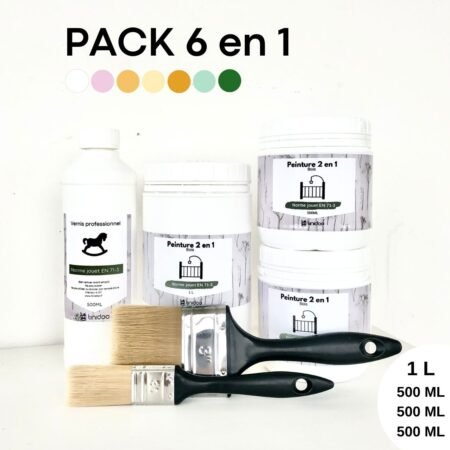 peinture norme jouet blanc ocre beige vert pinceaux pack