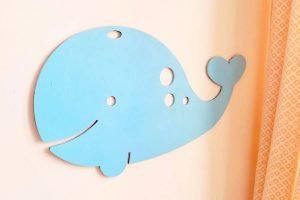 baleine murale bleu clair