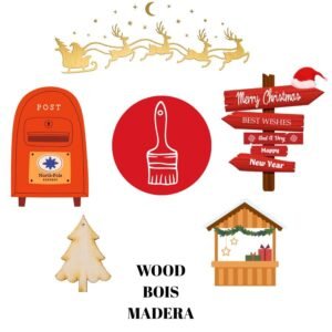 peinture rouge père Noël pour déco en bois