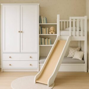 armoire enfant avec toboggan et banquette