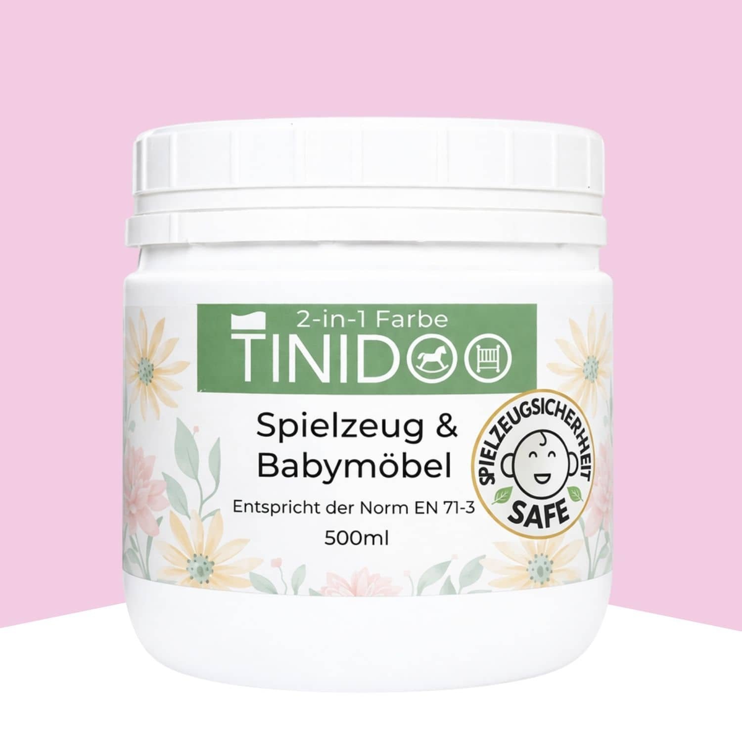 2-in-1 Rosa Farbe für Babymöbel 500ml/1L