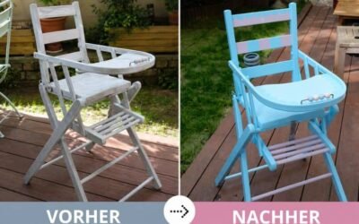 Umgestaltung eines Babyhochstuhls aus Holz (Vorher/Nachher)